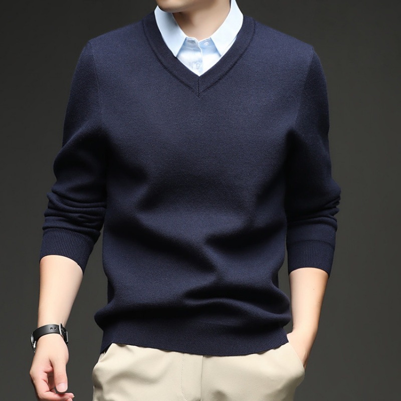 Korean Style Men's Thermal Top, Fake Collar Fleece Lined Pullover, 600g Warm Winter Base Layer No Need Layering