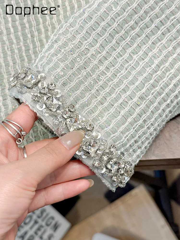 Temperament Fashion Woven Tweed Jacket Spring New Heavy Industry Rhinestone Bow Laceup Jacket Women Spring Highend Short Top Z250918