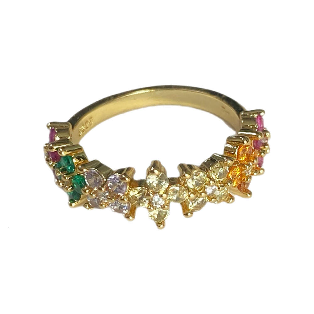 Monet Garden Colored Diamond Flower Dopamine Colorful Gemstone Runaway Princess Ring