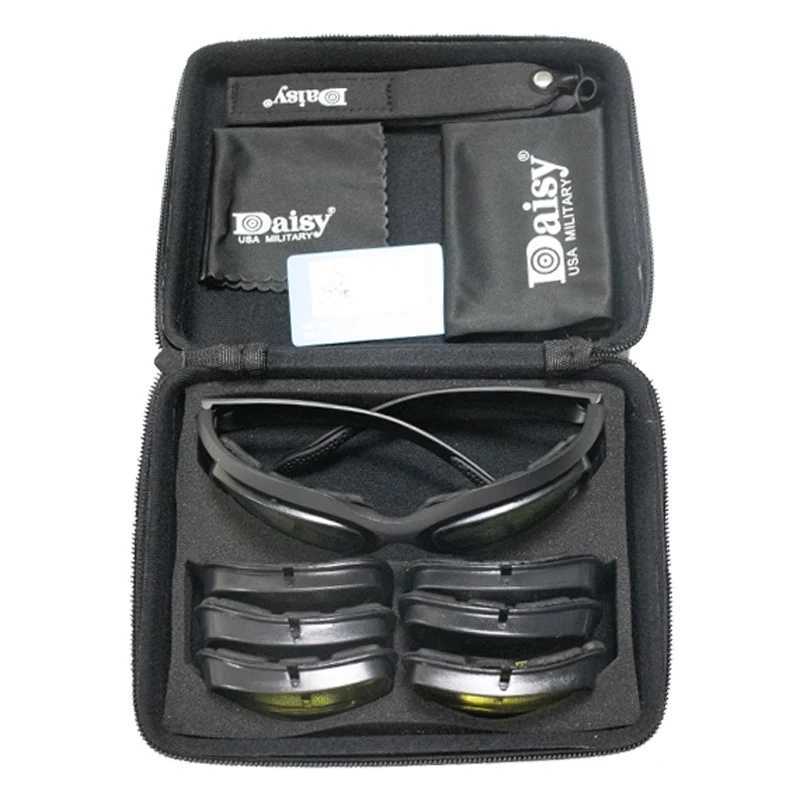Daisy Tactical Polarized Glasses Outdoor Sport Goggles Sunglasses with 4 Lens Box Men Shooting Hiking Eyewear Glasses J250919