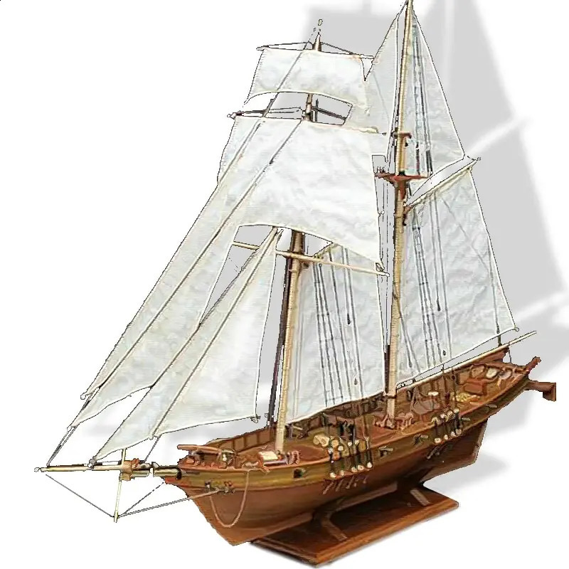 1100 Wooden Kit DIY Assembling Building Kits Ship Model Wooden Sailboat Toy Sailing Model Assembled 250918