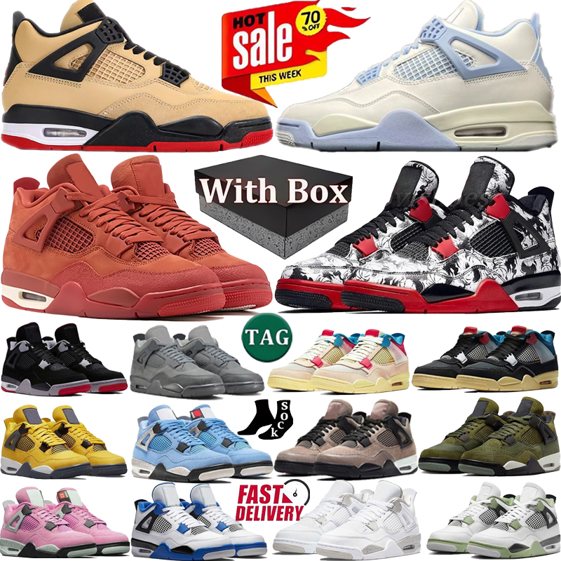 New Designer 4s 4 mens womens basketball shoes Black Cat Military Red Thunder White Oreo Hyper Cool Grey Game Royal Sneakers Blue University outdoors with box