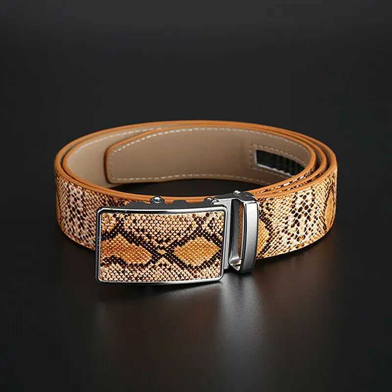 Men Automatic Buckle Ratchet Belt PU Leather Ratchet Belt Suitable for up with Jeans Z250919