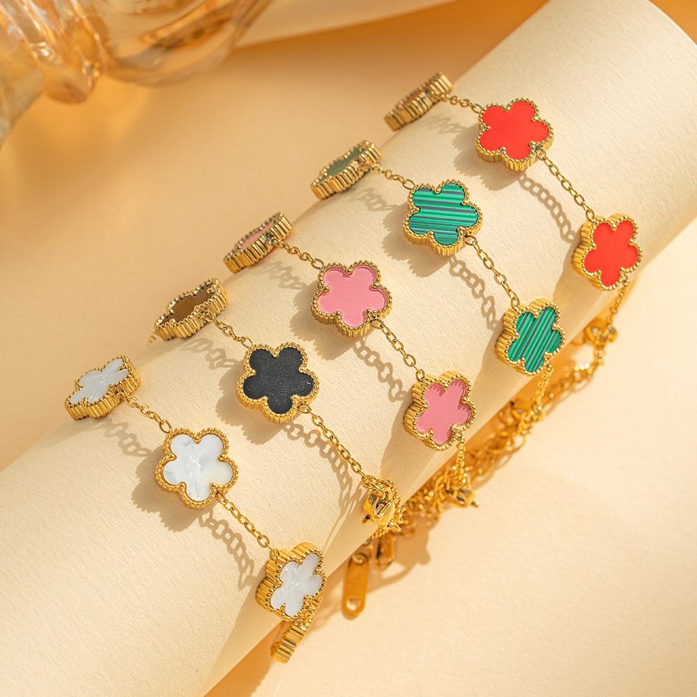 Pattern Bracelet Designer Bracelet Women's 18k Gold Plated Clover Bracelet Jewelry Bracelet Silver Bracelet Lucky Grass Handmade Gift Festival Gi