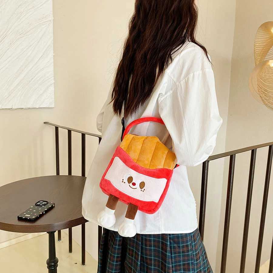 Doll Plush French Fries Handbag Cute Fluffy Crossbody Bag Shoulder Bag Tote Bag Plush Toy Cartoon Hamburger Bag GirlXJ250918
