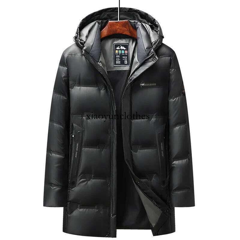 Casual Men's Mid-Length Warm Hooded White Duck Down Jacket 2025 Winter Windproof Puffer Coat Outwear Loose Thick Padded Clothing
