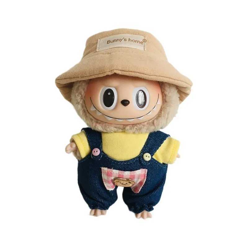 Labubu Doll Clothes Suitable V1V2 Denim Overalls Checkered Skirts Hair Clips Cute Cartoon Dolls Dress Up Games Children Gift Toy C250919