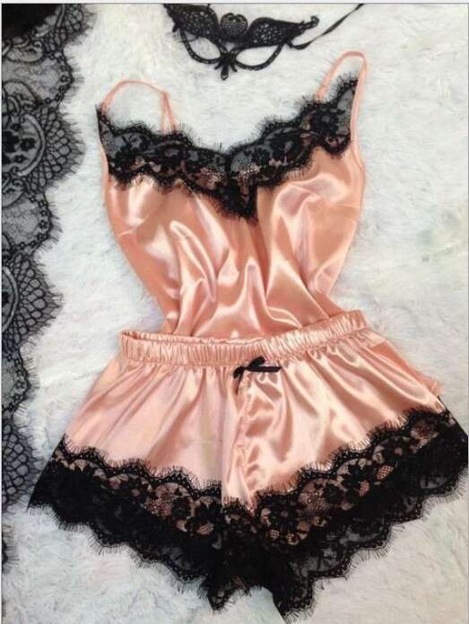 Pajamas Home Underwear Sexy Temptation Lace Trim Set Multi-color 363