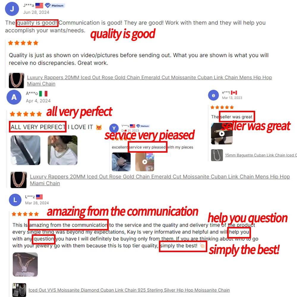 Hip Hop Style Solid 925 Silver Chain 4mm 5mm Necklace Men Women VVS Moissanite Iced Out Clasp Twisted Rope Chain