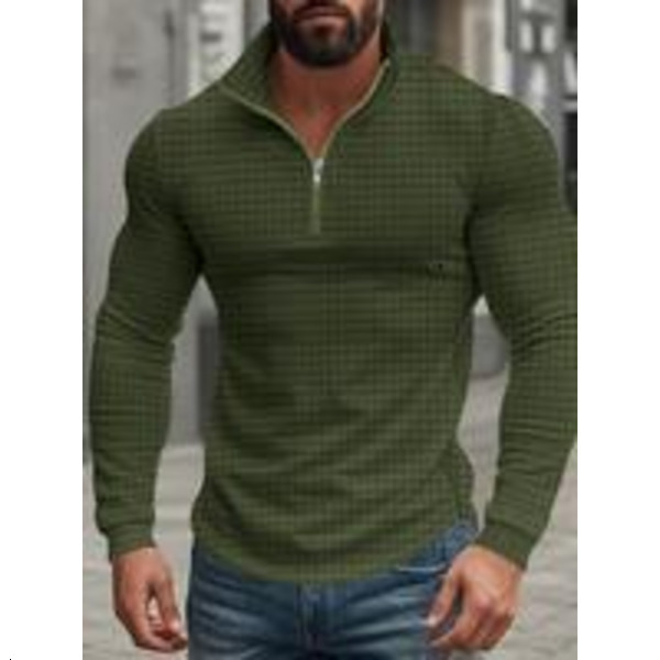 Regular Fit Plain Half Zip Up Sweatshirt, Casual Long Sleeve Pullover Spring & Fall, Fashion Men's Clothes for Daily Wear, Gym Tops