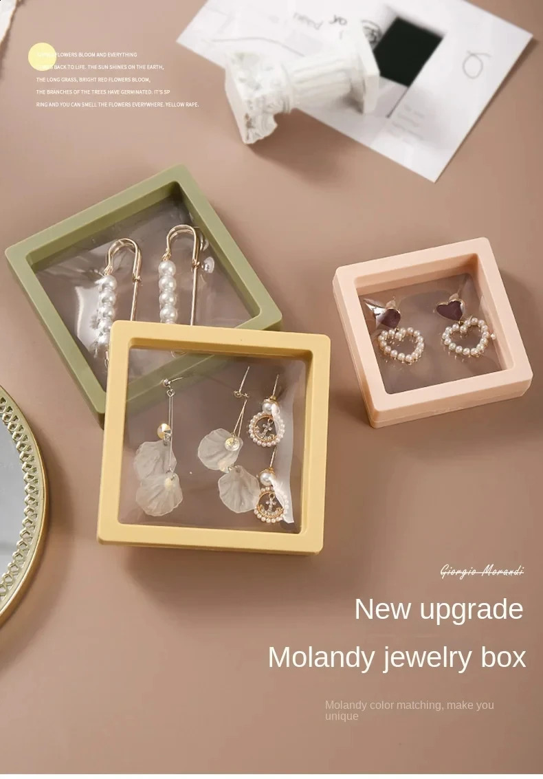 100PS Transparent Film Jewelry Packing Box Suspended Ring Earring Display Stand Holder Coin Collection Storage PET Membrane Case 260520 - view 6