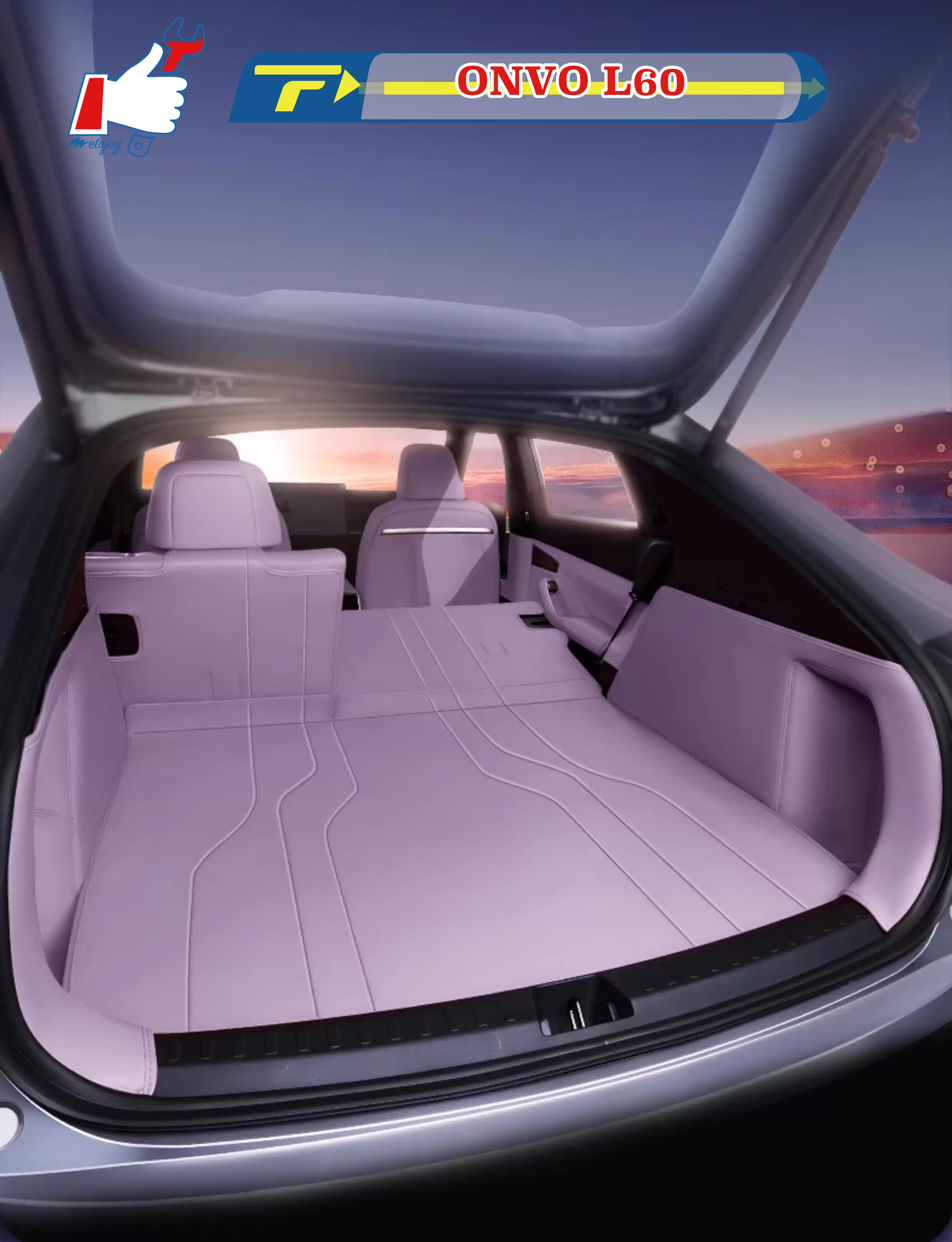 For ONVO L60 2024 Car Trunk Mat Custom Fit Cargo Mat 3D Shaped Trunk Liner XPE Trunk Protection Mat Chair-Back Protection Mat Rear Trunk Full-surround