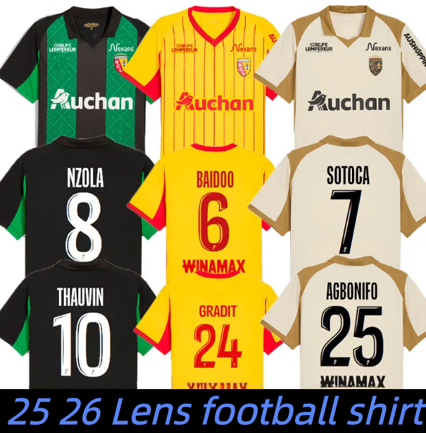 25 26 maillots de foot THAUVIN rc lens soccer jersey SOTOCA Satriano GRADIT AGBONIFO Nzola Said El Aynaoui thomasson Home away third 3RD Football shirts 888