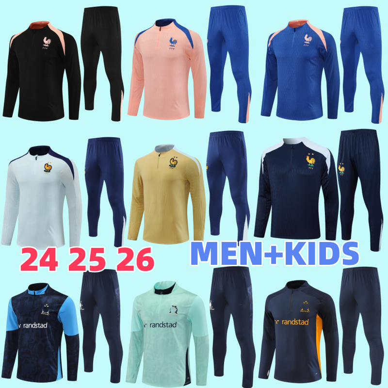 24 25 26 French Tracksuit Club Set Benzema 2025 2026 Training Suit Giroud Mbappe Griezmann Pavard Kante Maillots Men Kid Training Suit Kit