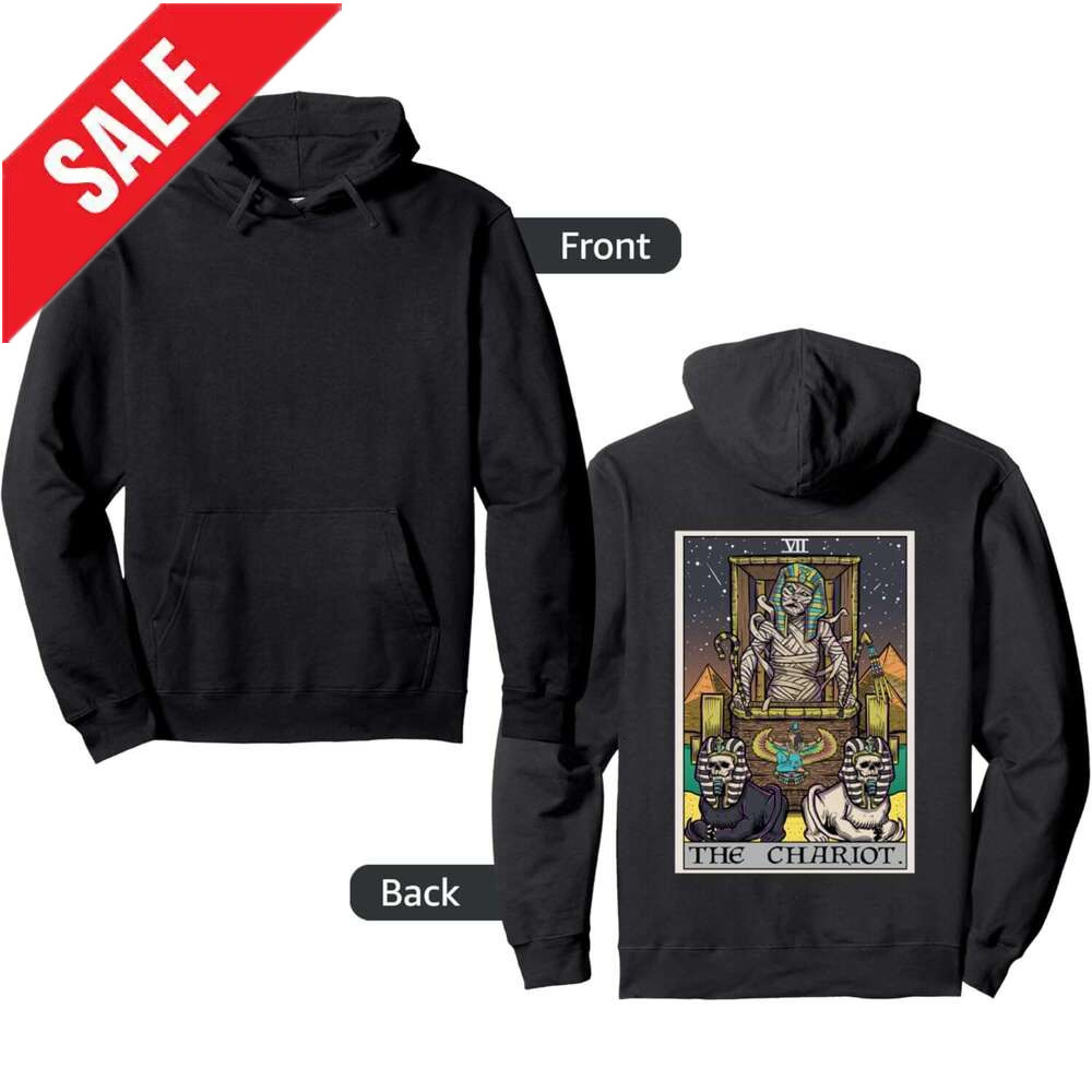 Hoodie for Mens Womens The Chariot Tarot Card Halloween Mummy Gothic Spooky Horror Pullover Hoodie Graphic Hoodies Sweatshirt Pullover Long Sleeve 202