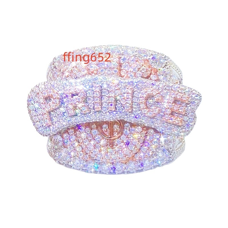 High Quality Luxury Costom Letter Rings Iced Out Moissanite Diamond Rings 925 Silver Hip Hop Jewelry Rings for Men Women