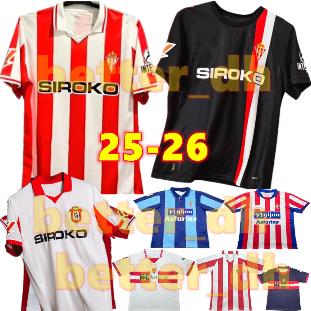 25 26 Sporting de Gijon Soccer Jerseys COTE CAICEDO P.GARCIA KRAVET SCAMPOS JUAN VILLAR DYEGO SOUSA J.BERROCAL 2025 2026 GijoN Men Kids de Football shirts