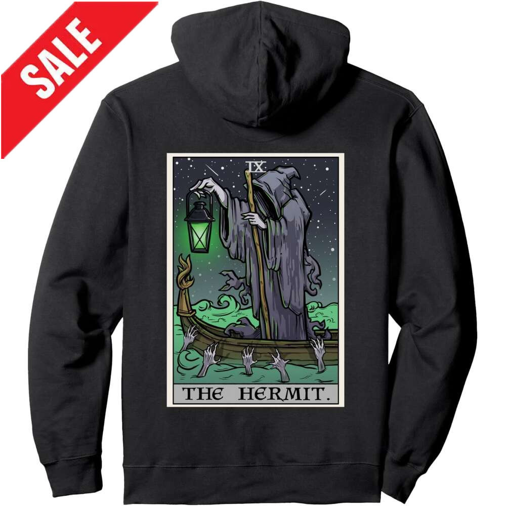 Hoodie for Mens Womens The Hermit Tarot Card Halloween Grim Reaper Gothic Horror Pullover Hoodie Graphic Hoodies Sweatshirt Pullover Long Sleeve 2025