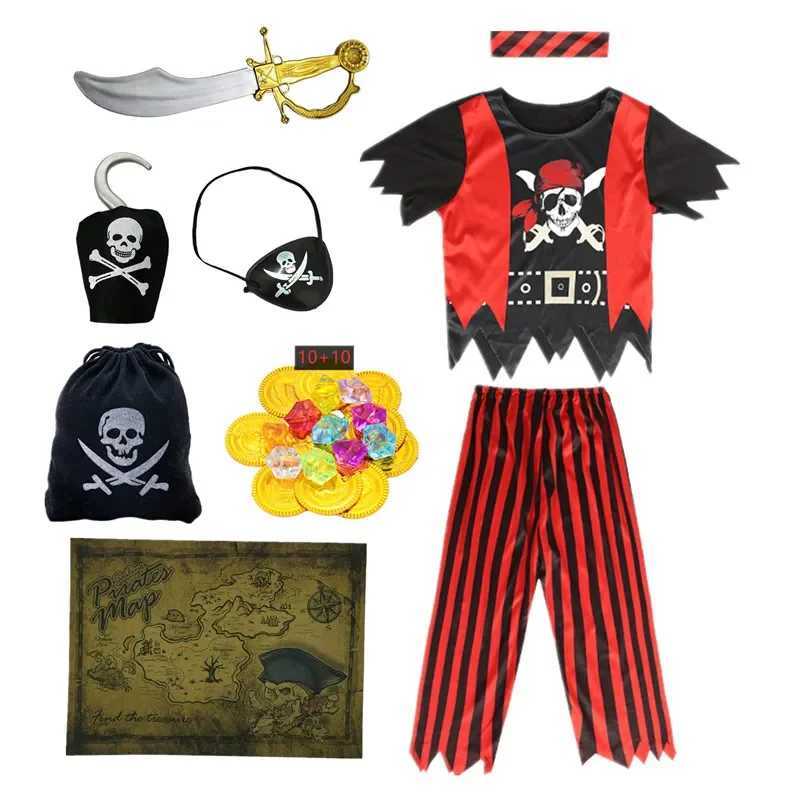 Boys Pirate Costume Captain Jack Pirate Toy Costume Set Halloween Party Kids Adventure Costume Vintage Pirate Accessories L250918