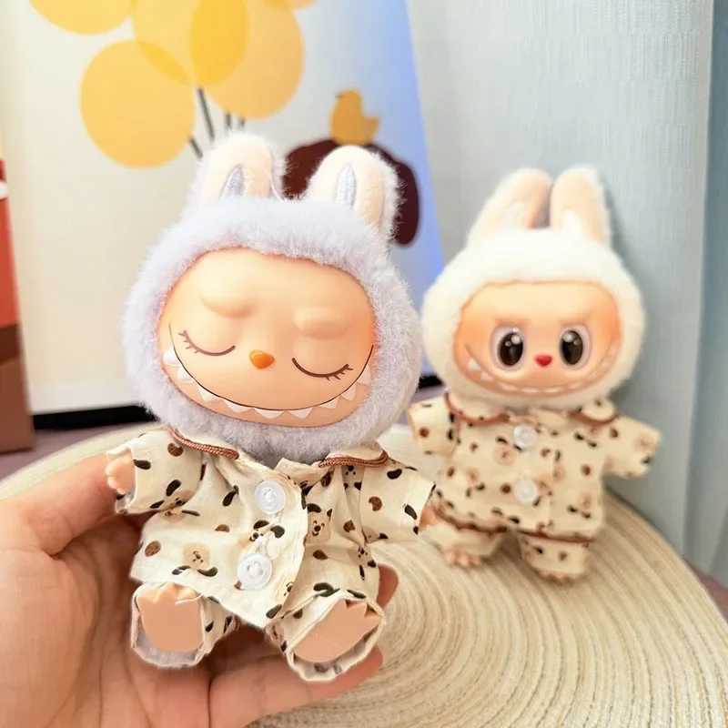 For Labubu clothes Silk Spotted Pajamas Luxe Sleepwear Outfit for 1517cm Labubu with Soft Polka Dot Design Replace accessories C250919