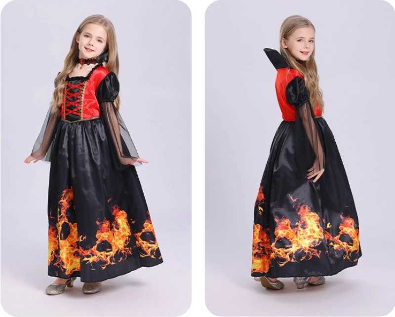 Childrens Halloween Cosplay Costumes Stage Show Vampire Dress Girls Cosplay Party Wear Fashion Witch Dresses Kids Clothes Robe L250918