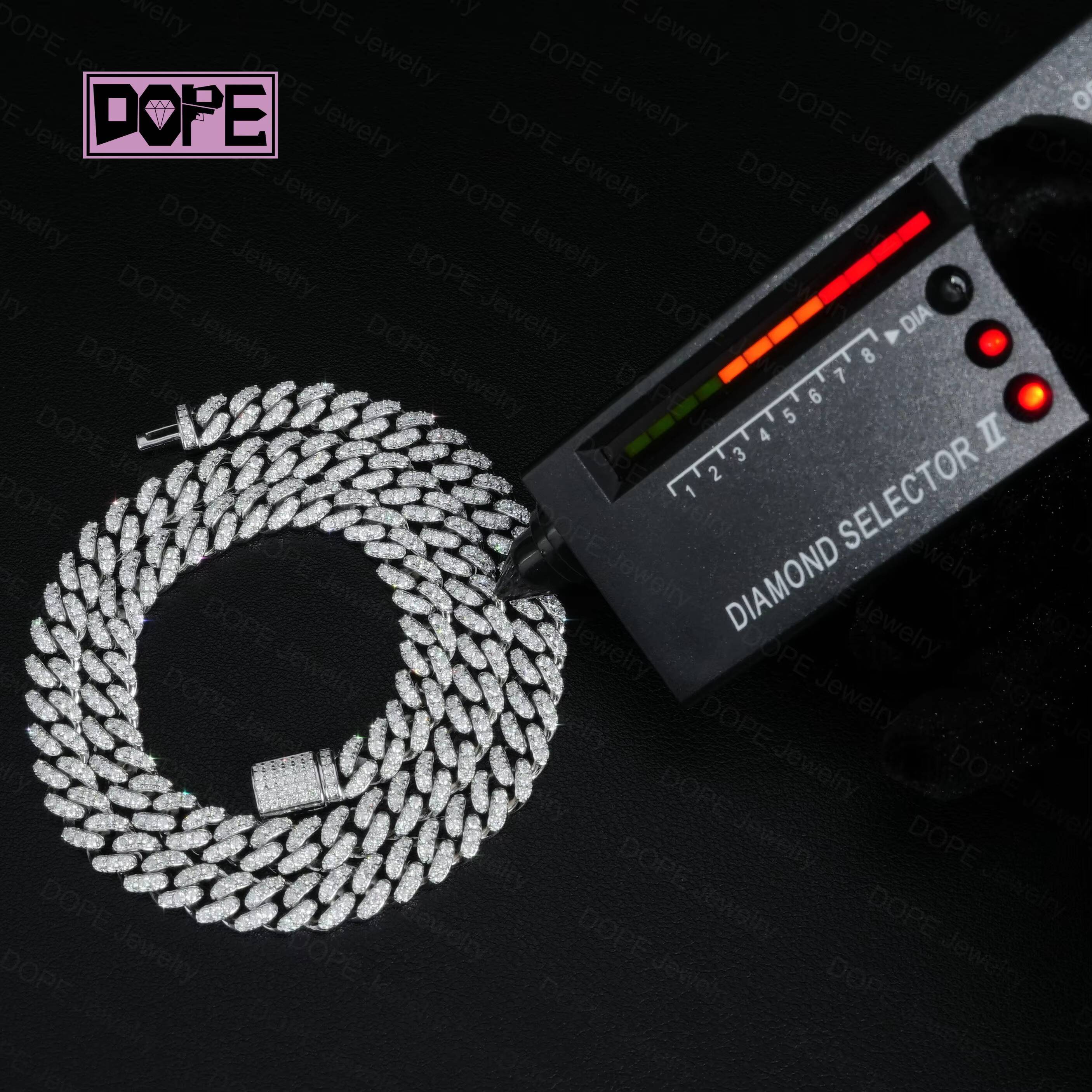 8MM Hiphop Moissanite Chain 925 Silver VVS Diamond Men Women Miami Moissanite Cuban Link Chain