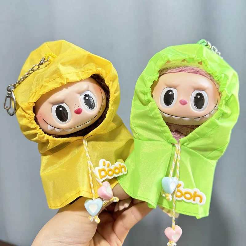 17cm Labubu Plush Doll Outfit Cute Green Yellow Raincoat Set DIY Accessories for The Monsters Dolls C250919