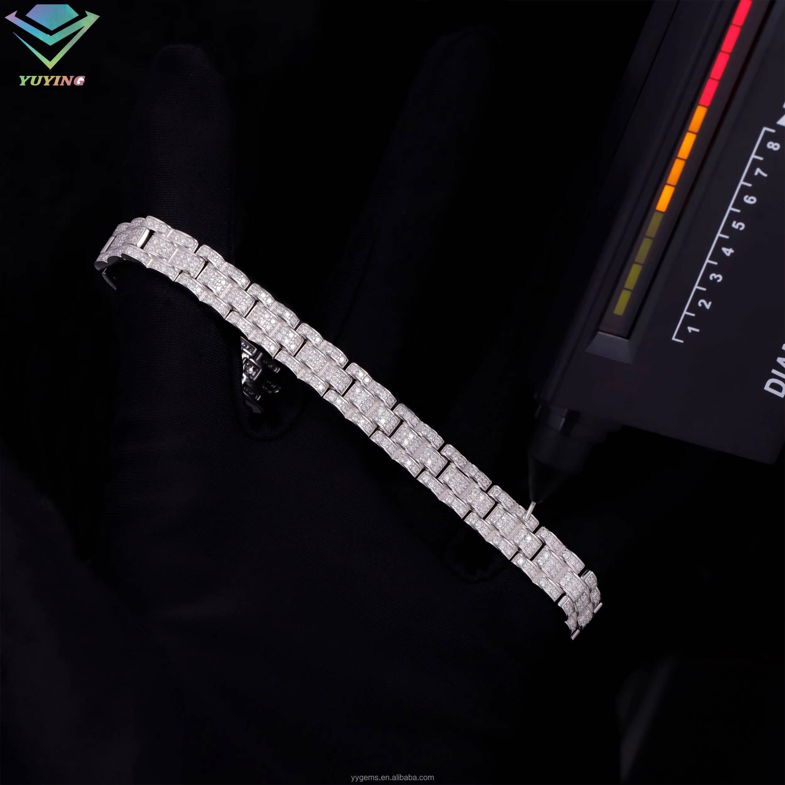 New Design Mossanite Cuban Bracelet Fine Jewelry 8mm 10mm 12mm S925 Silver Moissanite Bracelet VVS Lab Diamond Cuban Bracelet