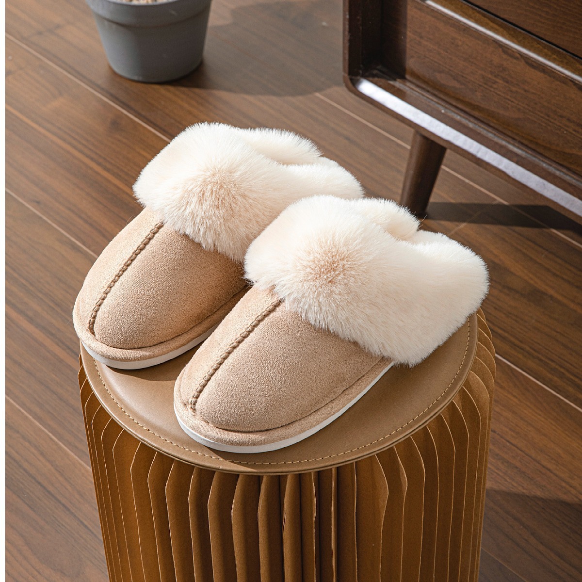 Hot free shipping designer for mens womens flat slippers khaki pink grey brown beige New winter outdoor warm cotton mop