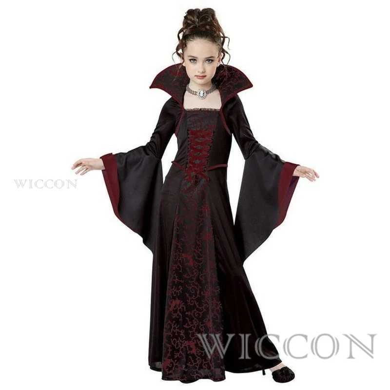 Halloween Cosplay Witch Vampire Costume for Kids Girls Disfraz Carnival Dress Up Party Mujer Childrens Performance Clothing L250918