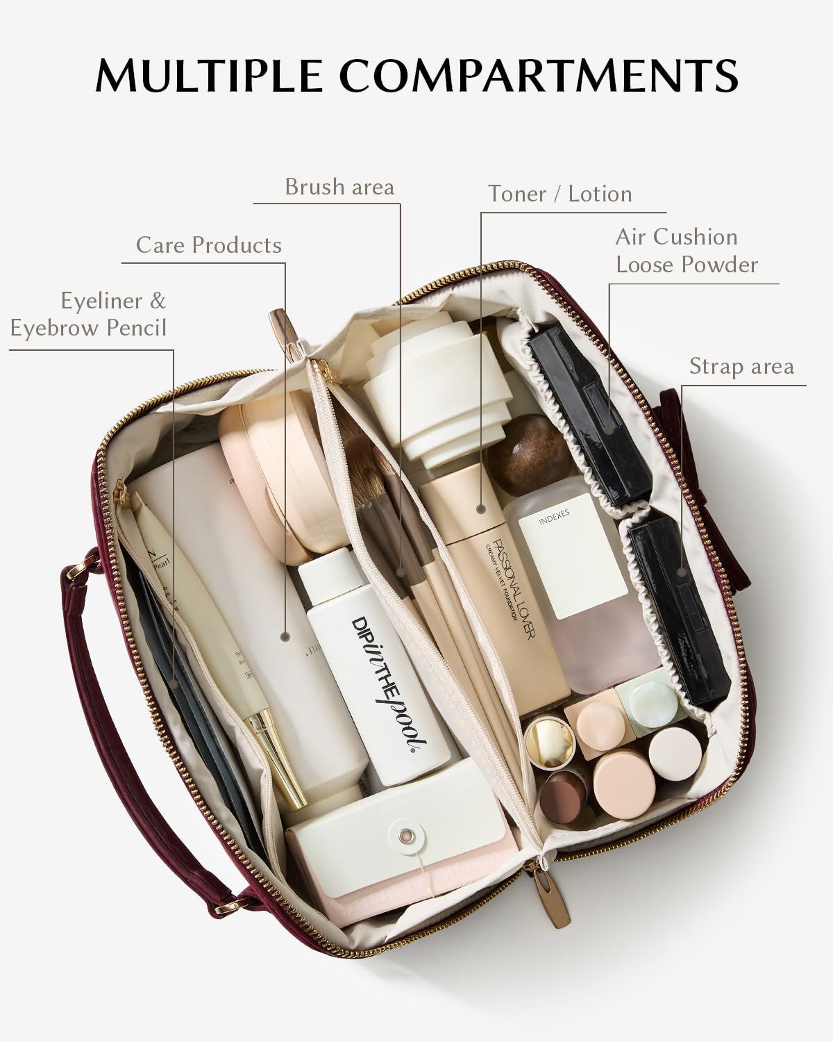 Roomy Flat Lay Cosmetic Bag Waterproof Travel Toiletry Bag Stylish Printed Women Makeup Organizer Portable