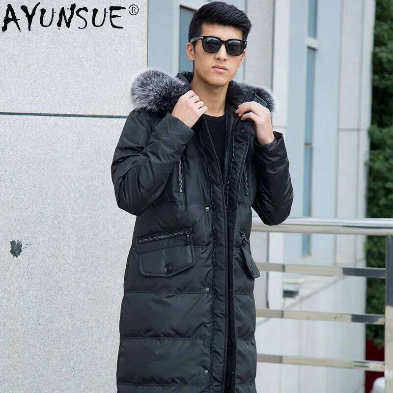 AYUNSUE Down Jacket Men's Clothing Winter Coat Men Thick Parkas Big Fox Fur Collar Clothes 5XL 8XL Large Size Jackets Ropa LXR