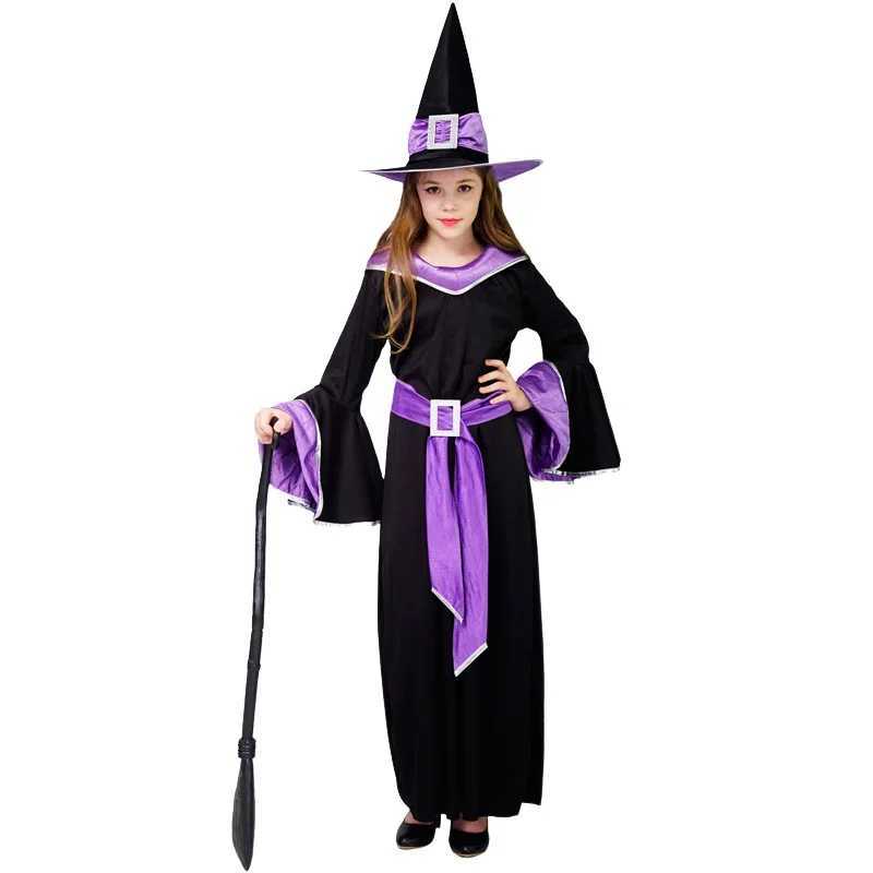 Halloween Children Cosplay Witch Costume Holiday Party Cute Girl Stage Performance Set Fashion Funny Purple Dress Clothes L250918