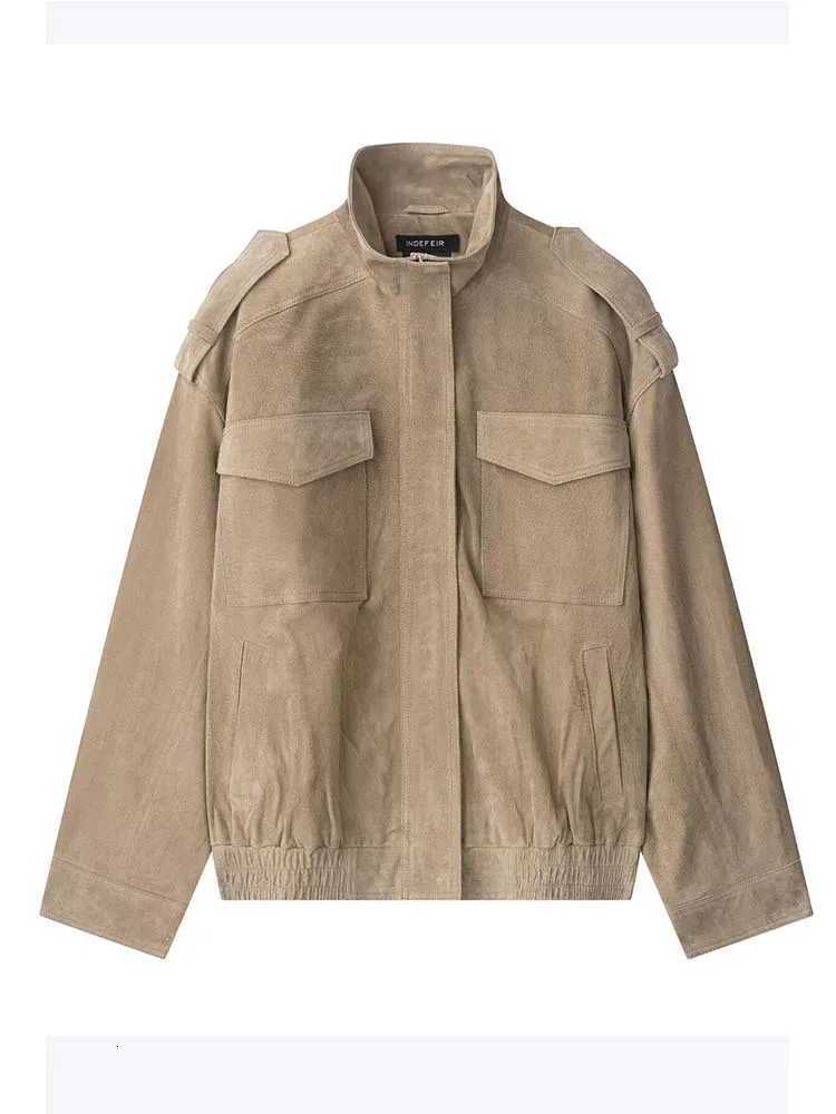 Women Suede Jacket 2025 New Spring Fashion Long Sleeve Zipper Loose Coat Chic Female High Street Outerwear Z250918