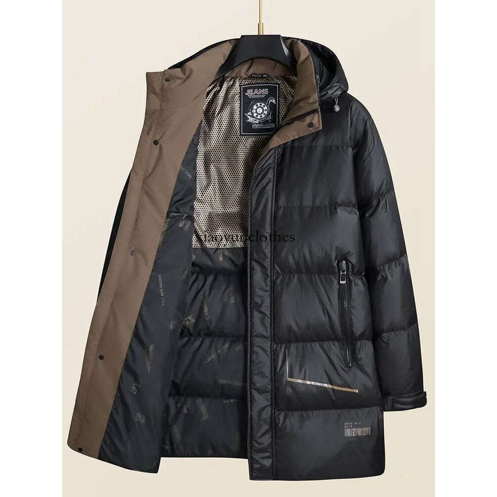 Men 2024 Winter Fashion Long White Duck Jacket Men's Solid Color Hooded Overcoats Male Loose Thicken Warm Down Coats P309