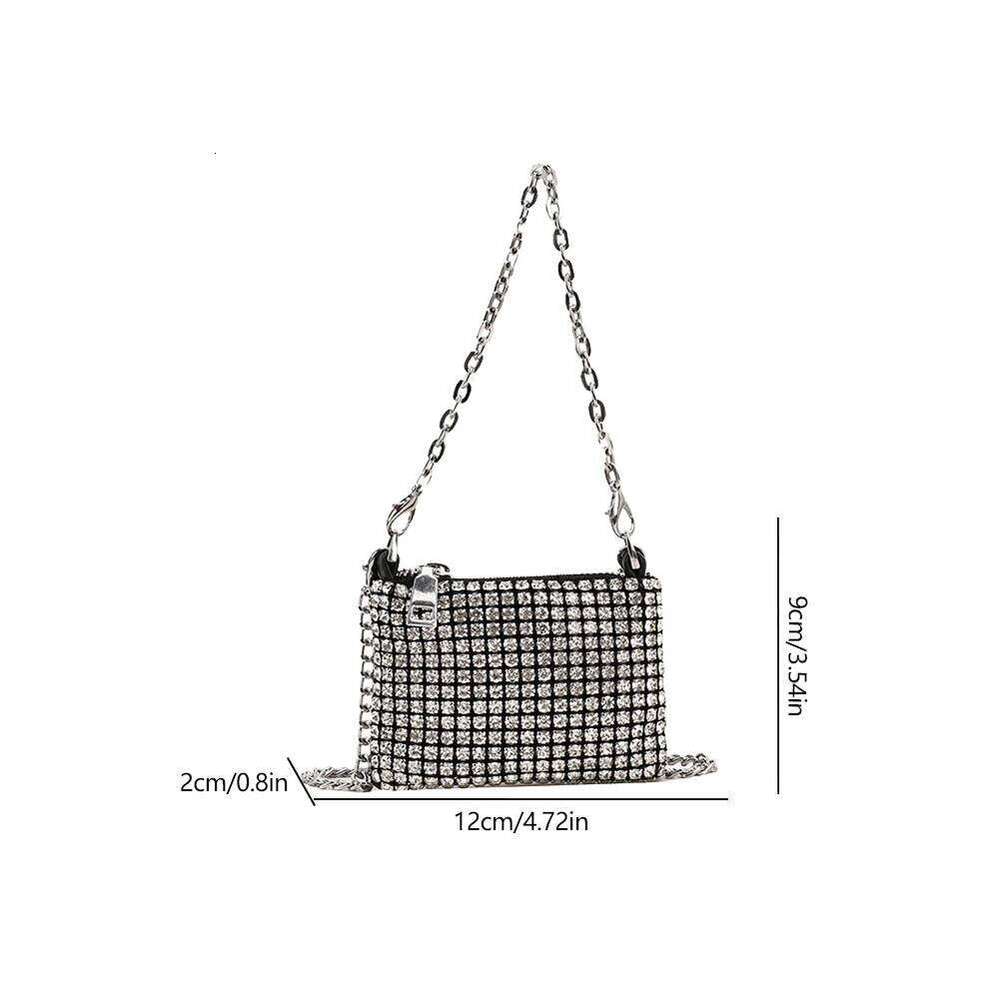 Rhinestone Messenger Bags For Women 2025 Designer Handbags Ladies New Mini Chain Purse Fashion Composite Shoulder Bag