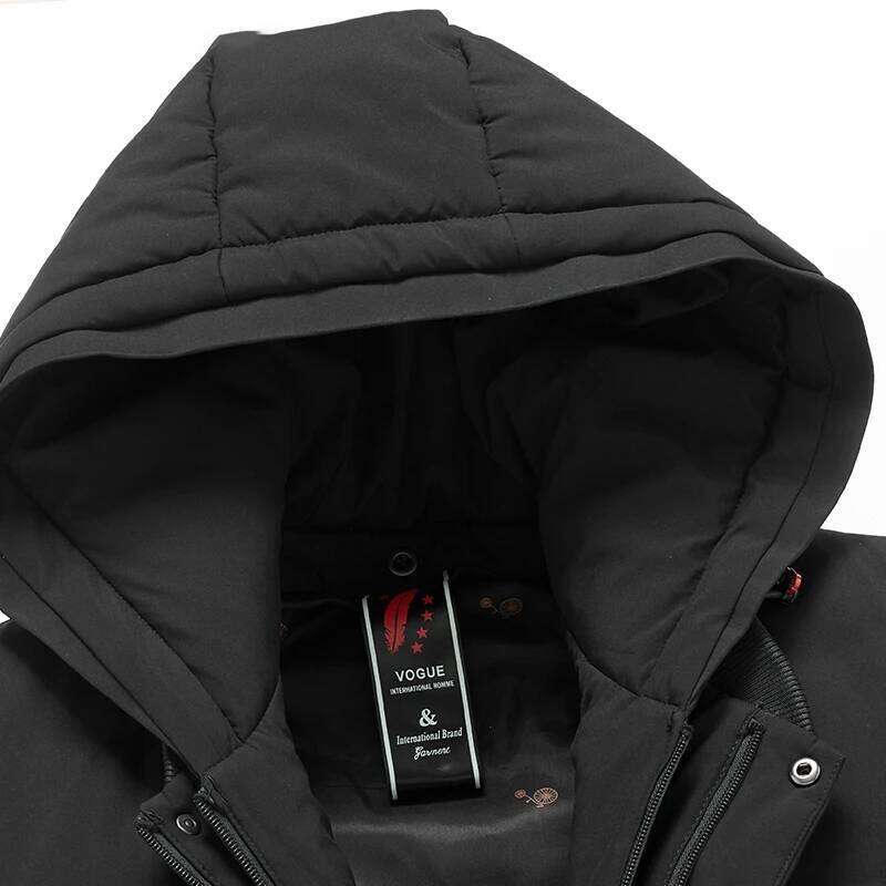 Autumn and long winter warm middle-aged hooded white duck down jacket for men