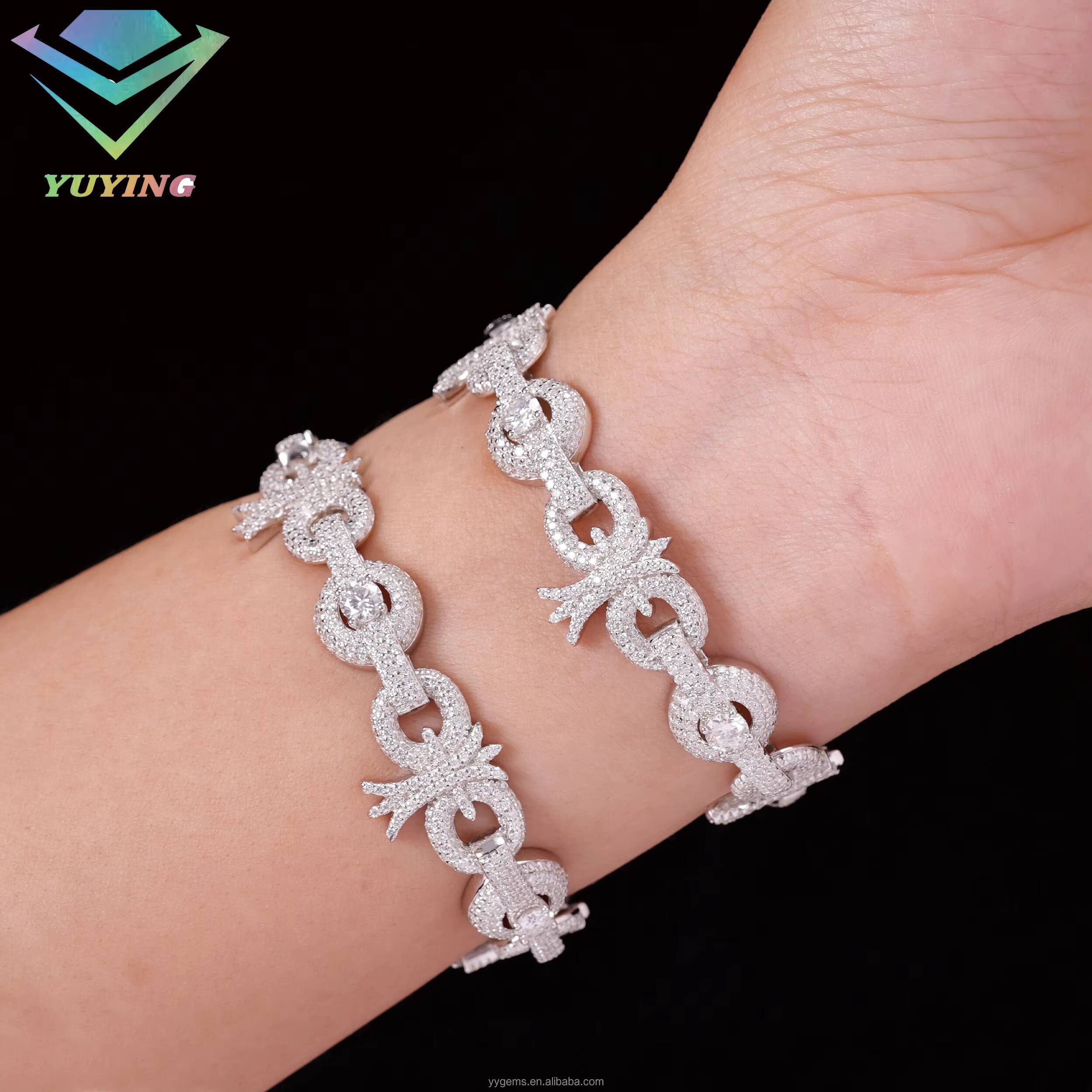 Luxury Mens Silver 925 Hip Hop Diamond Tester Bracelet VVS Moissanite Custom Cuban Chain Sale Pass Jewelry