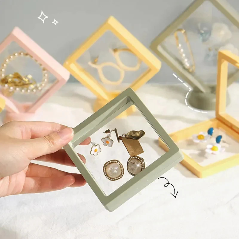 100PS Transparent Film Jewelry Packing Box Suspended Ring Earring Display Stand Holder Coin Collection Storage PET Membrane Case 260520 - view 4