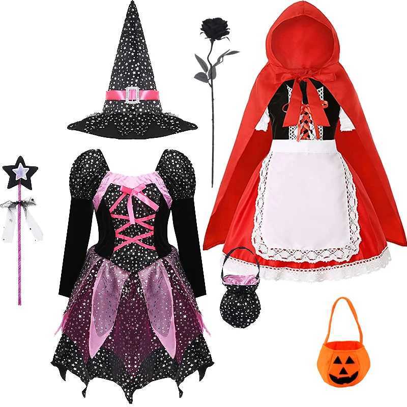 Girls Cosplay Witch Costume Little Red Riding Hood Vampire Halloween Dress Childrens Fancy Show Costumes Carnival Party Clothes L250918