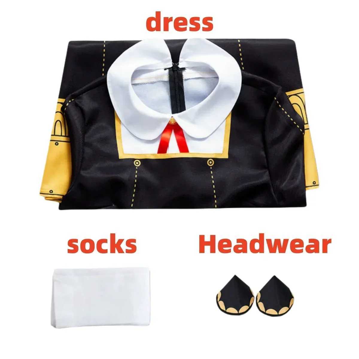 Anya Forger Cosplay Costume Anime Spy Family Toddler Childrens Clothing Anya Cospla Kawaii Black Dress Party Wig Halloween Women L250918