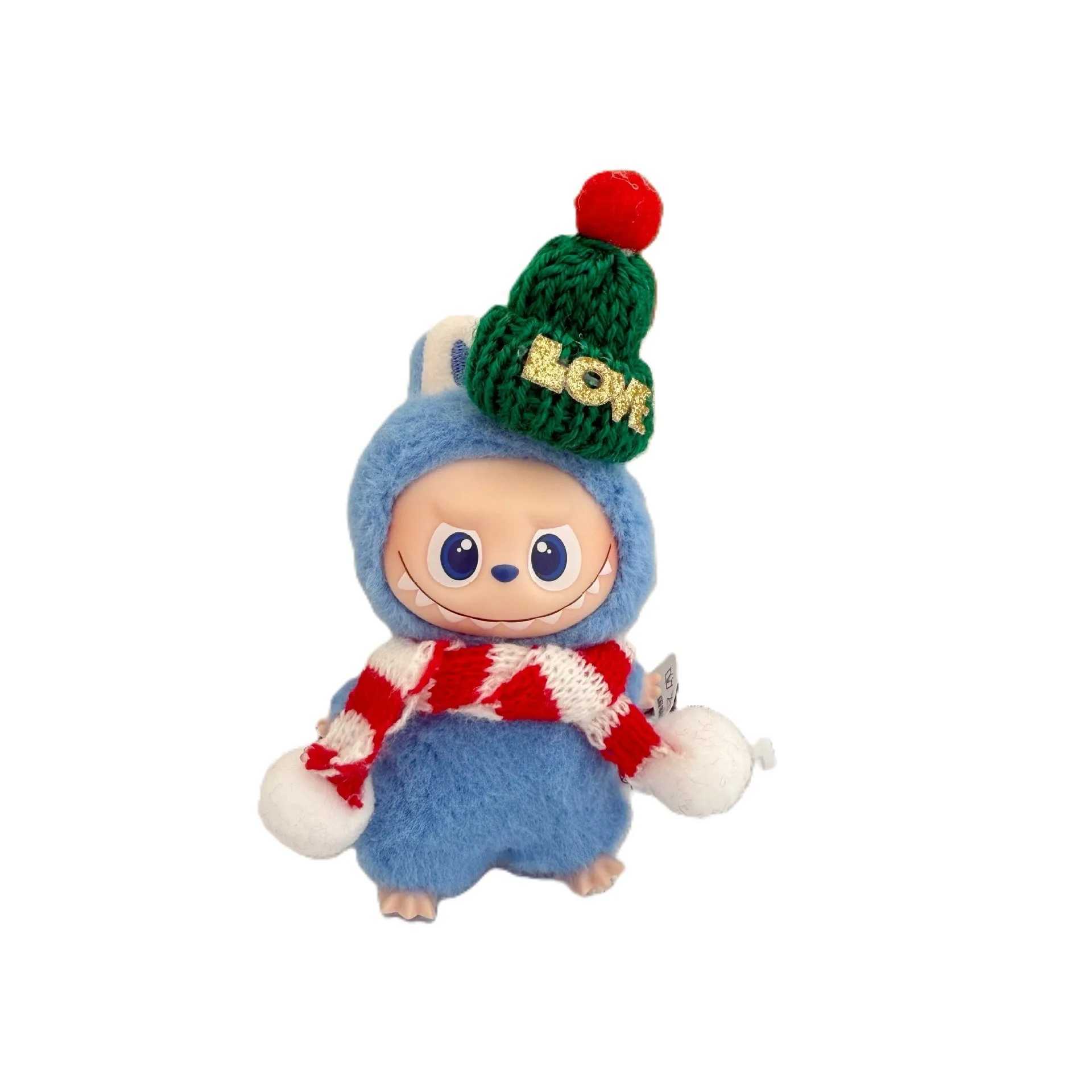Labubu Christmas Clothing Red Hat Scarf Set For Labubu V4 The Monsters Pin for Love Series Doll Clothes Outfit Accessories C250919