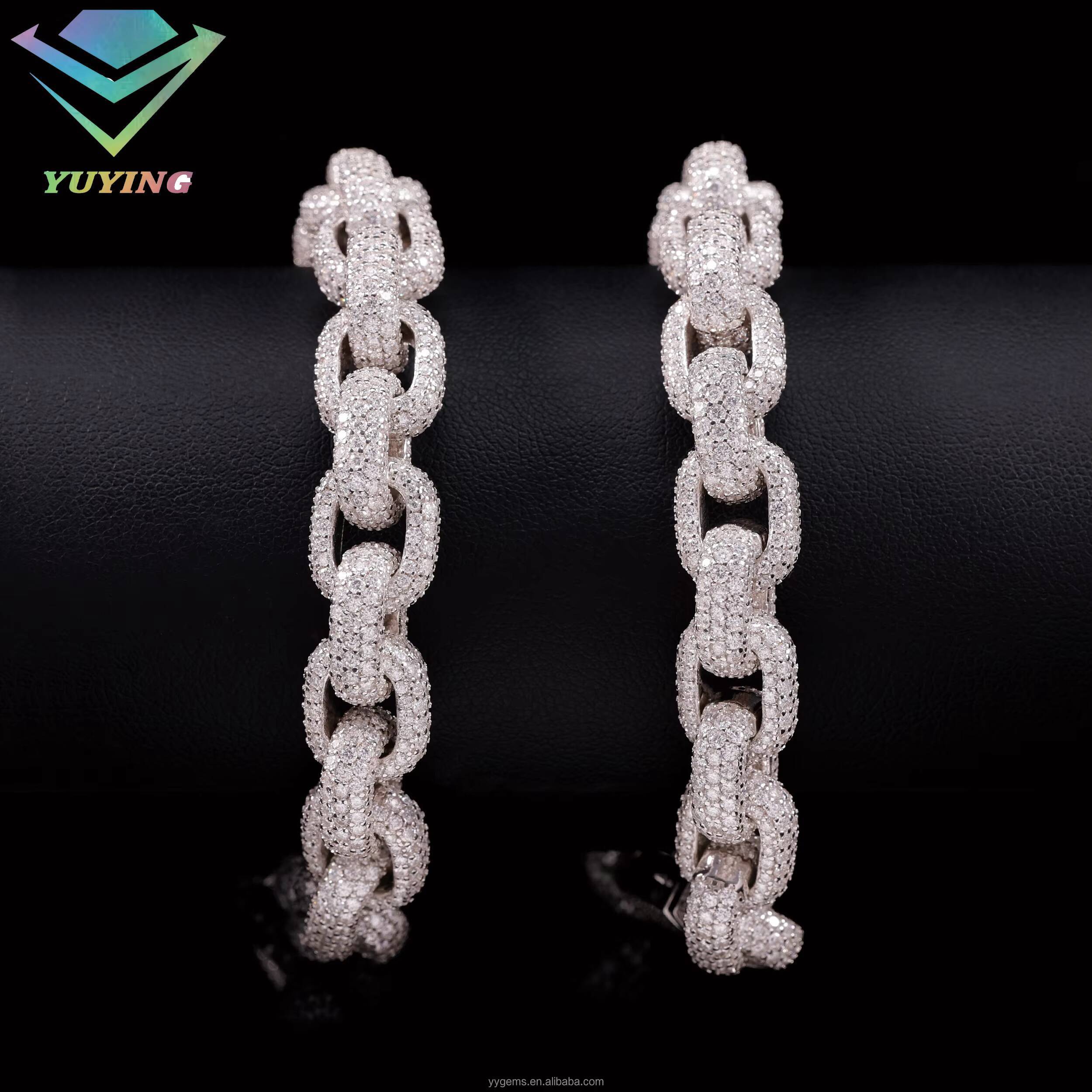 Fine Jewelry 10mm Rope Style Bracelet S925 Silver VVS Moissanite Iced Diamond Cuban Bracelet for Men Women