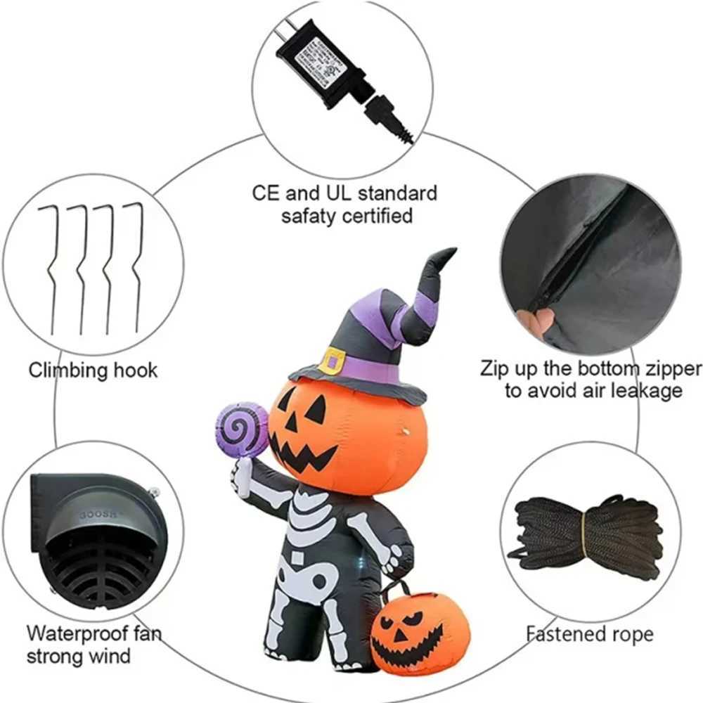 17M Halloween Inflatable Pumpkin Skeleton Little Ghost with LED Lights Outdoor Courtyard Decor Home Garden Festival Horror Prop C250919