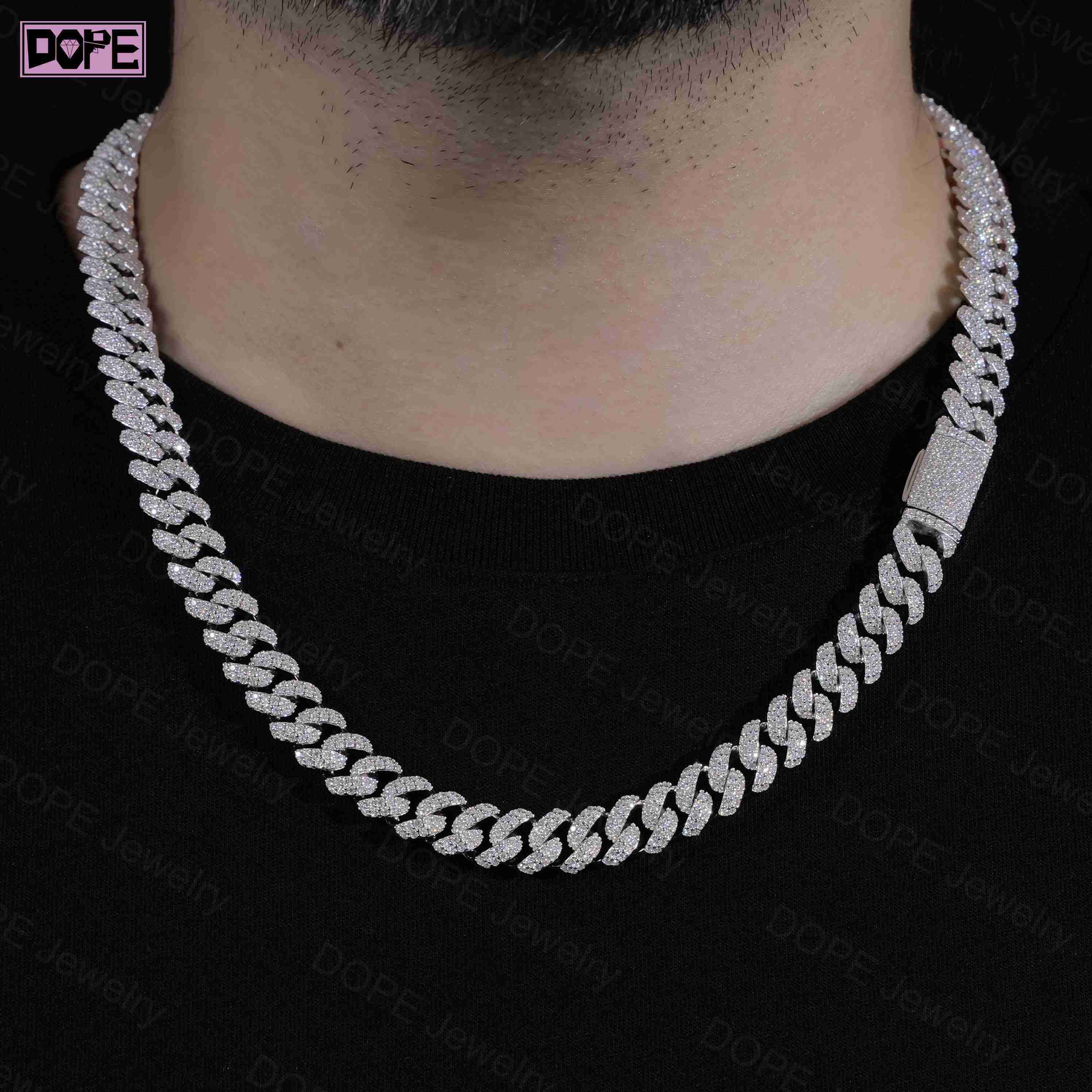 Hip Hop 8mm Moissanite Chains Customized Trend Cuban Necklace Silver 925 VVS Iced Out Moissanite Cuban Link Chain