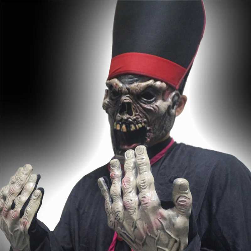 Adult Scary Dead Demon Halloween Fancy Dress Up Black Zombie High Priest Costume for Men L250918