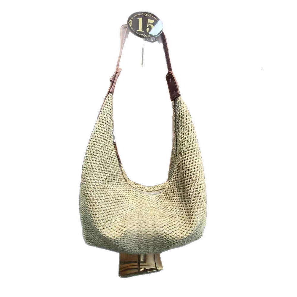 Hand-Woven Dumpling New Cowhide Crossbody Women's Casual Vacation Style Beach Straw Bag B5