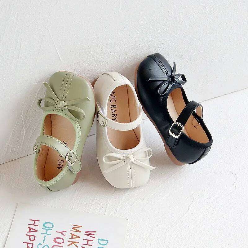 Fashion Mary Janes Baby Butterfly Flats Soft Singe For Kids Girls PU Leather Shoes