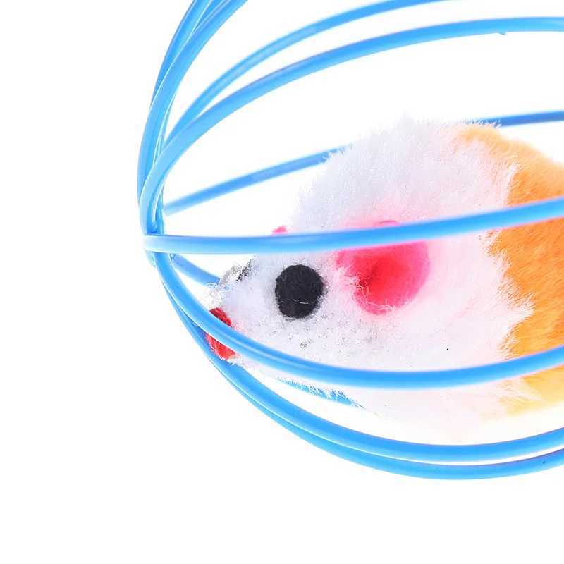 Cat Pet Toy Feather Tail Mouse 6cm Paint Cage Mouse Fissle Colorful Painted Wire Feather Mice In Cage Cat Toy Pet Supplies X250918