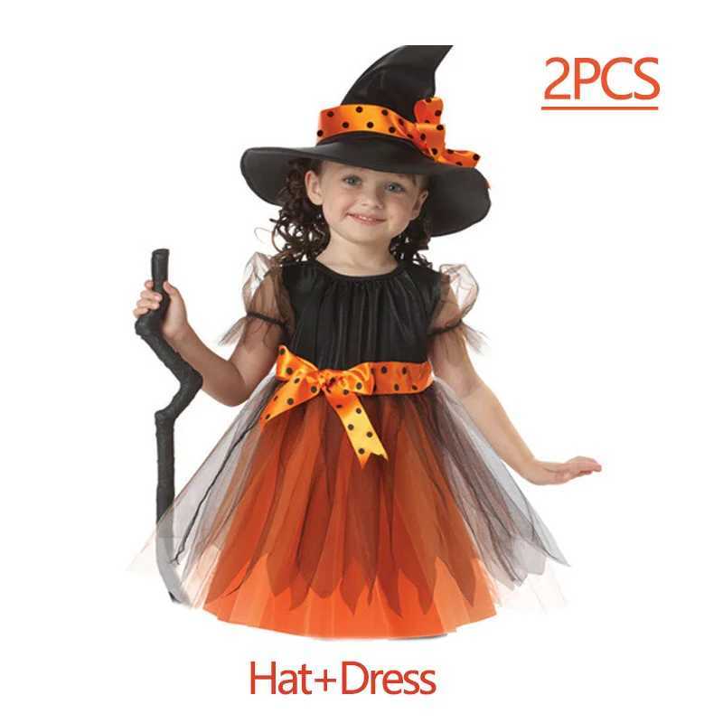 Girls Halloween Witch Costume Children Cosplay Vampire Bat Red Riding Hood Dresses Kids Dress Up Clothes With Hat Carnival Party L250918